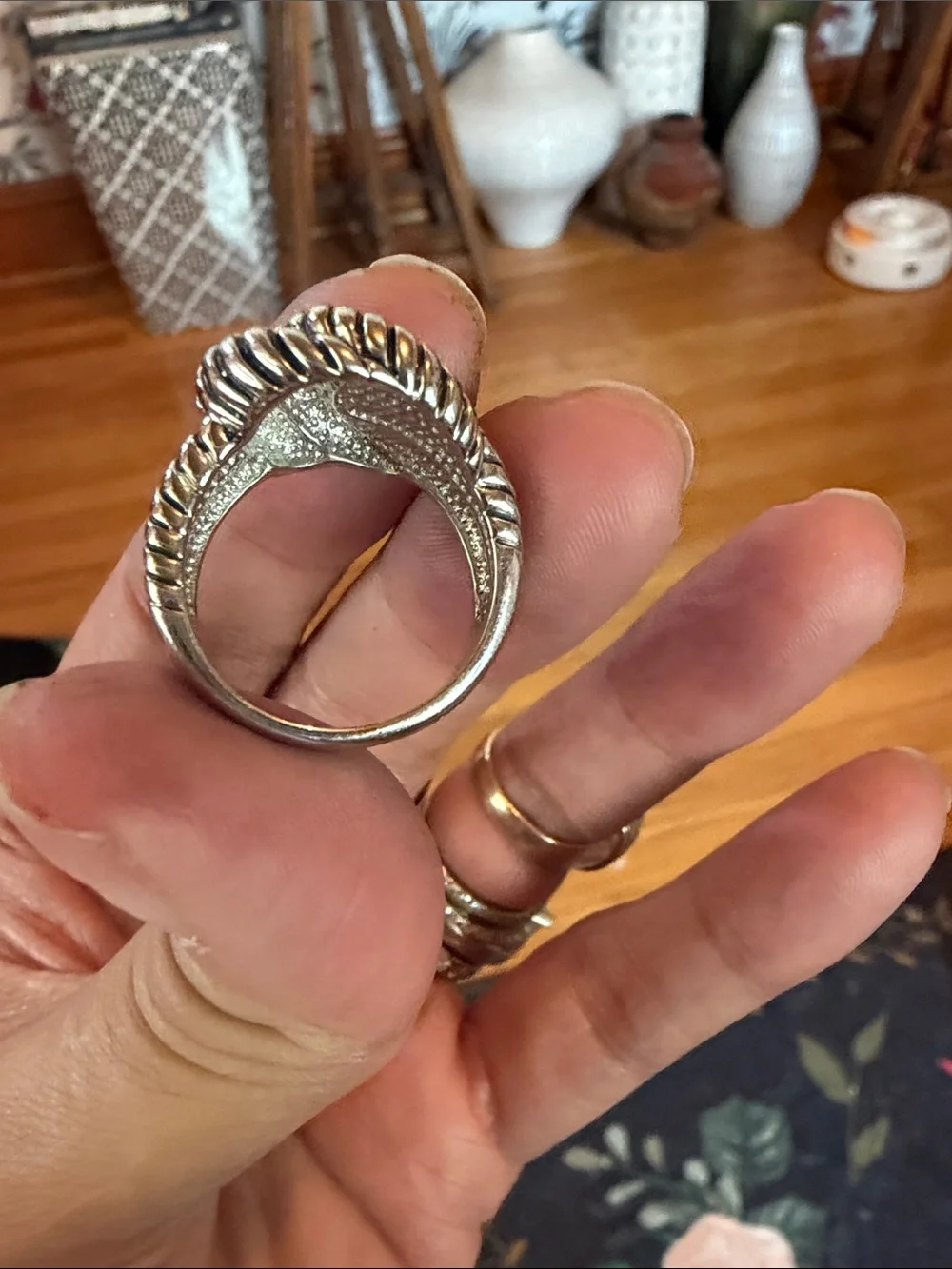 Lia Sophia Silver Knotted Statement Ring Size 9